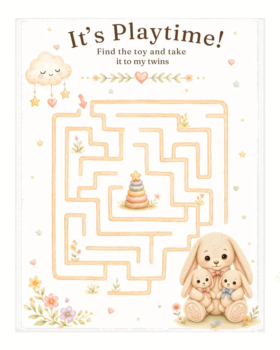 It's Playtime maze interior page — a gentle activity for little hands